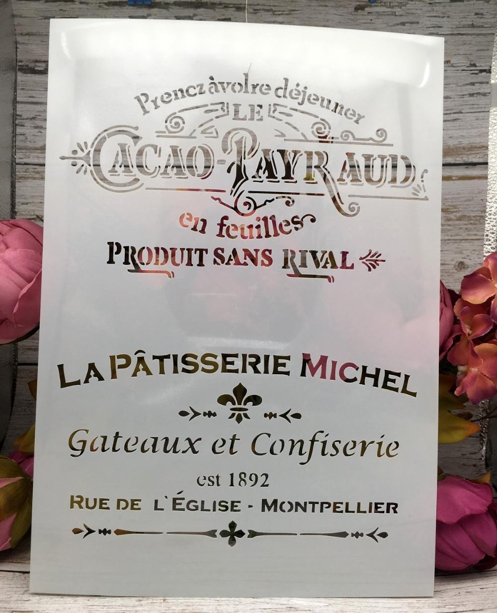 

A4 29 см французские слова DIY многослойные трафареты настенная живопись раскраска для скрапбукинга тиснение альбом декоративный шаблон белый