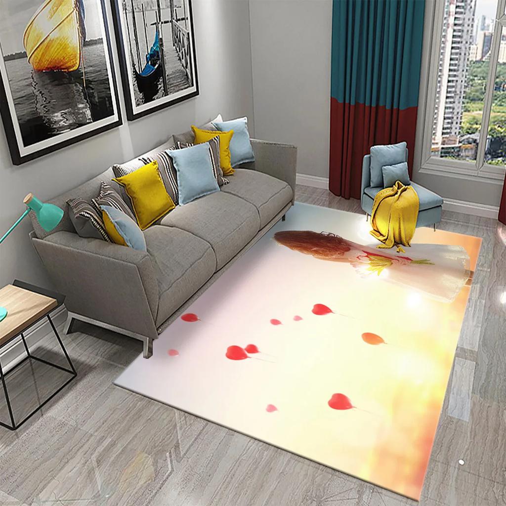 Romantic Valentines Day Love Printed Pattern Carpet Bedroom Non-slip Mat Home Living Room Bathroom Kitchen Home Decoration Mat