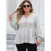Women S Plus Size Fall Winter Knit Top Lantern Sleeve Button Decorated Pullover Sweater