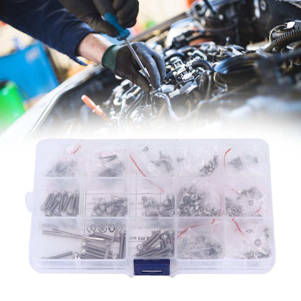 320pcs Screws Nuts Gasket Assortment Set 304 Stainless Steel M2 M3 Hex Bolts Washer Kit for Cars Tru
