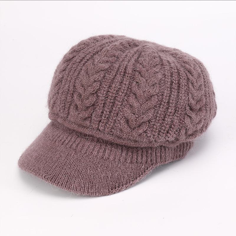 Grandma Autumn and Winter Knitted Woolen Hat Duck Tongue Warm Basin Hat Middle Aged and Elderly Mother with Velvet Elderly Hat