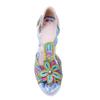 Johnature Genuine Leather Vintage Baroque Style Carved And Painted Floral Comfortable High-heeled Sandals