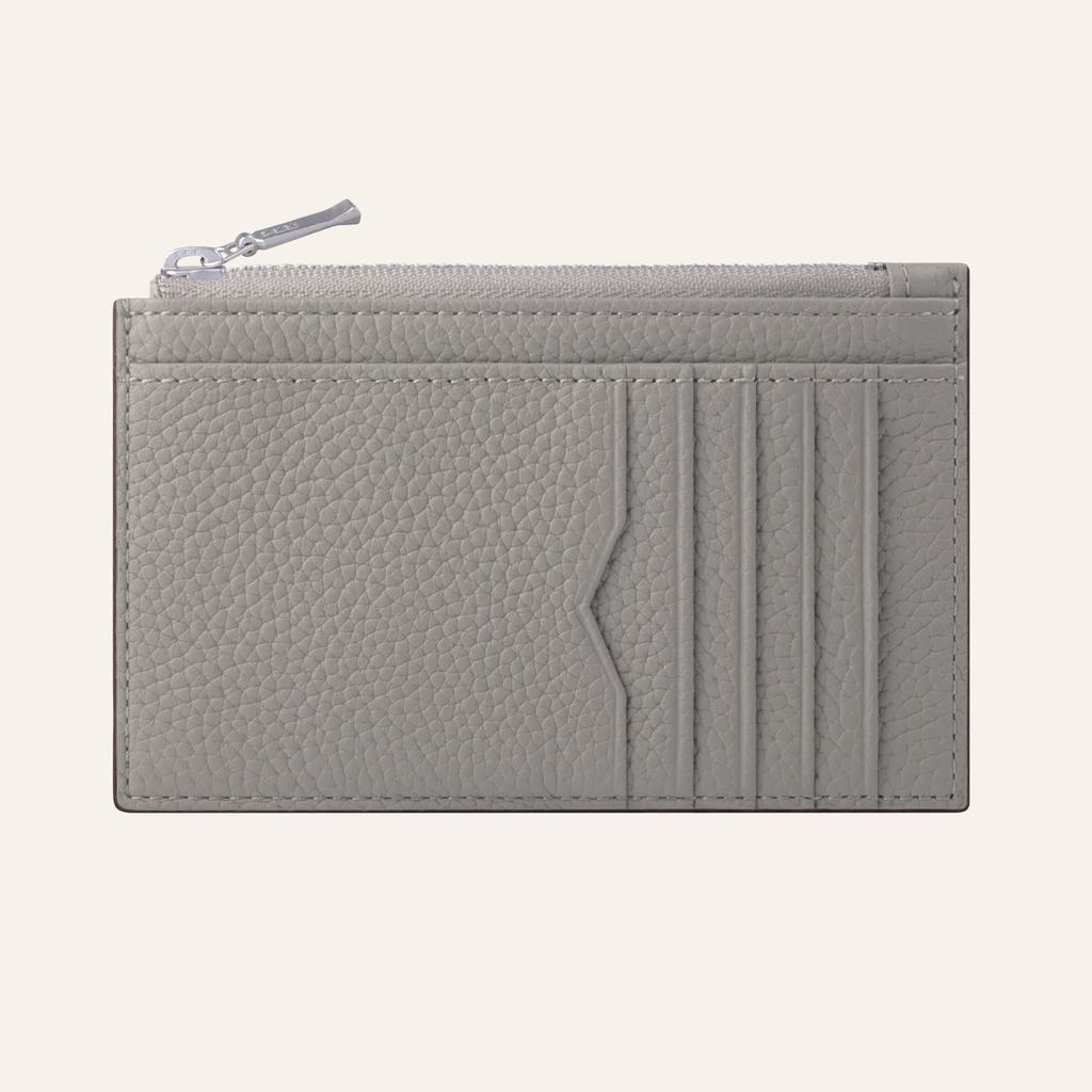 Cogre Thin Wallet Fragment Case Mini Wallet Zipper Pocket Genuine Leather Shrink Calf Leather Slim Unisex Gift Box Included COPCC110F Greige [COGURE]