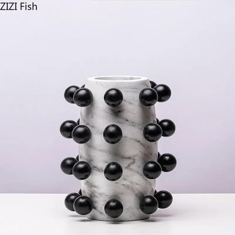 Creative Marble Pattern Abstract Crafts Vase Desk Decoration Artificial Flowers Decorative Floral Arrangement Resin Flower Vases