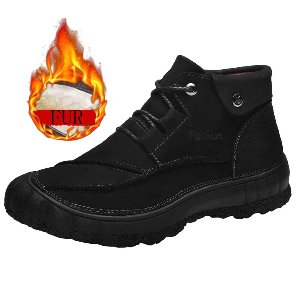 Fashion New Men's Plush Outdoor Travel, Mountain Climbing, Running, Desert Hiking, Anti Slip and Wear-resistant Men's Ankle Sports Boots