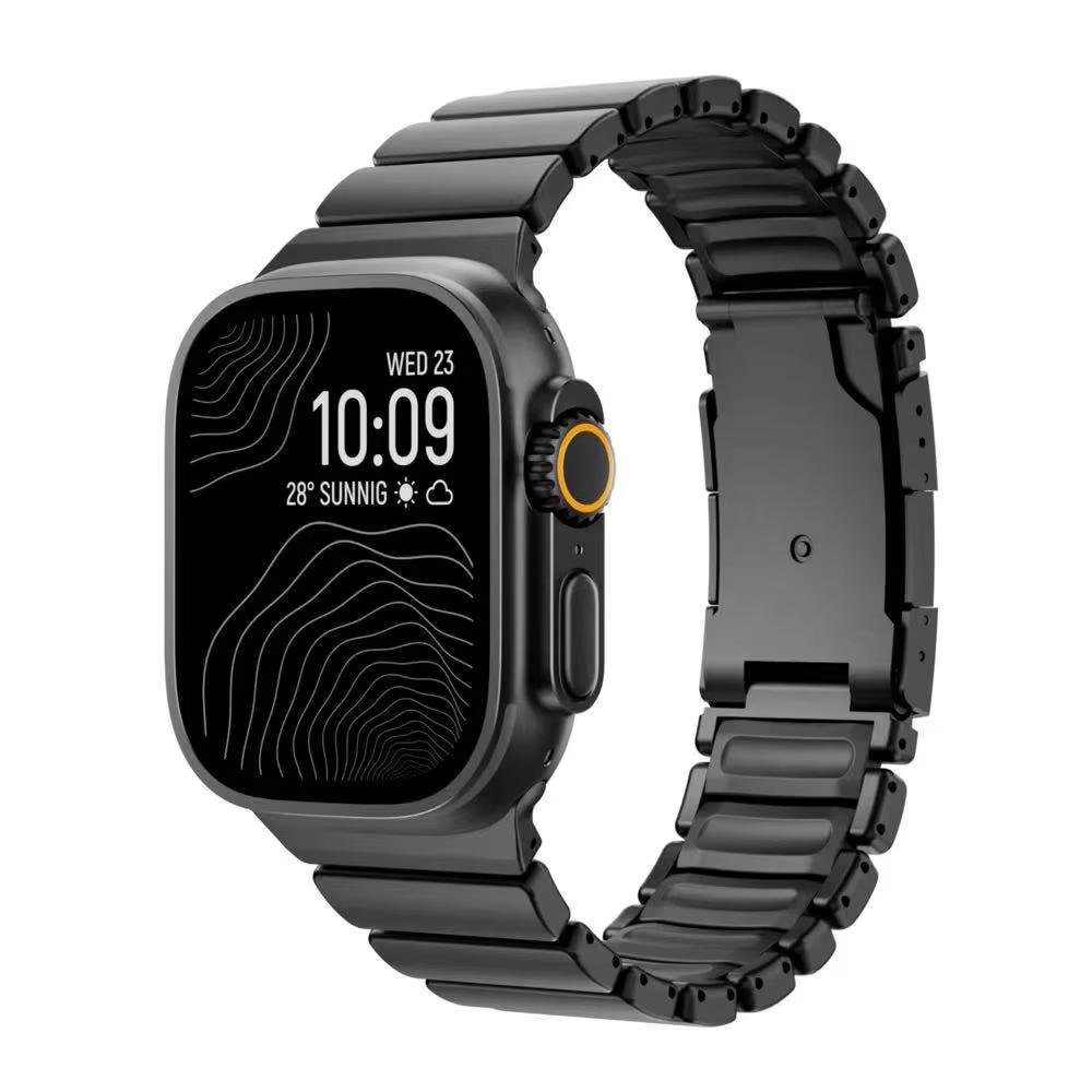 Titanium Rubber Band for Apple Watch Ultra 3 2 49mm 46mm 45mm 44mm Men No Gaps Strap for Iwatch 11 10 9 8 7 6 5 4 Se3 Bracelet