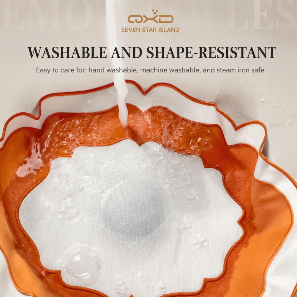 Wear Resistant Linen Embroidered Placemat Machine Washable Textured Dining Placemat  Dining Table