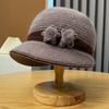 Rabbit Fur Fisherman Hat for Women, Winter Warm Pullover Knitted Hat for the Elderly, Cold-proof Mom Hat, Sun-shading Duckbill Cap