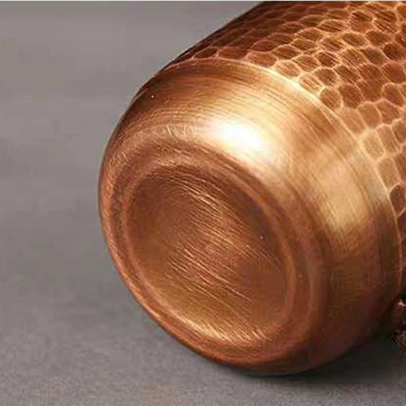 Handcrafted Pure Copper Beer Coffee Mug With lid Retro Hammer Weave Handle Thickened Hammer 350 ml Breakfast Cup Drinkware