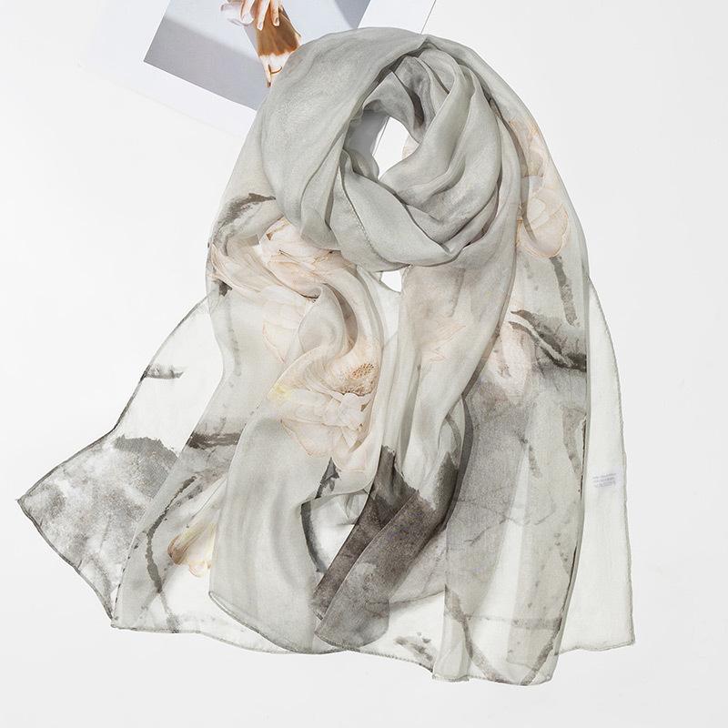 Shanghai Story New Silk Scarf Women's Spring and Summer Thin Mulberry Silk Printed Scarf Fashionable and Versatile Shawl