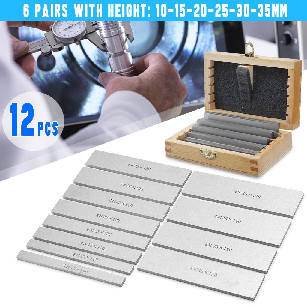 6 Pairs 12Pcs CNC Milling Pads Set 120mm X (10-35mm) Ideal for Vice Milling Machine Lathe Parallel Pad Gauge Block