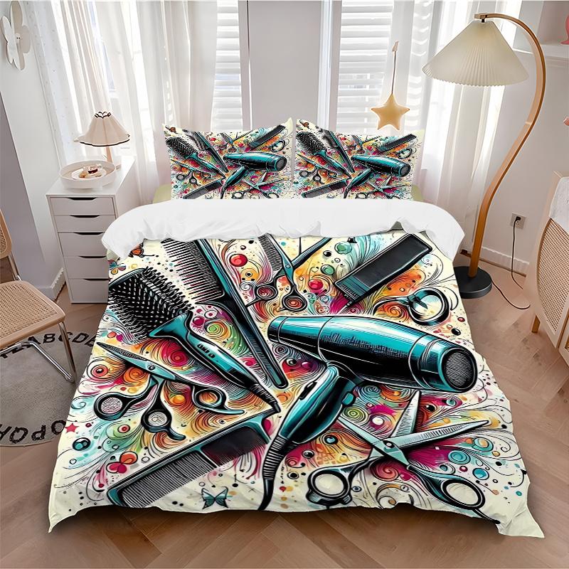 

3pcs Hair Salon Tools with Butterfly Design, Includes One Quilt Cover and Two Pillowcases (No Core) 135x200cm