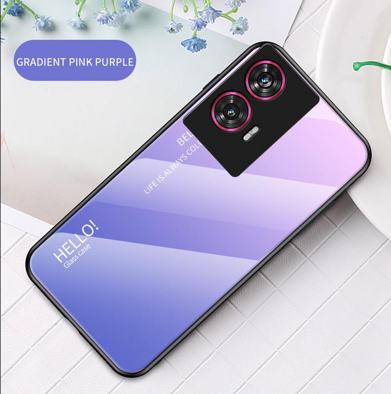 Gradient Tempered Glass Case for Moto Edge 50 Fusion 50 Pro 40 Edge40 Neo Edge 30 Ultra 20 Moto G04 G24 Camera Lens Protection Shockproof Back Cover