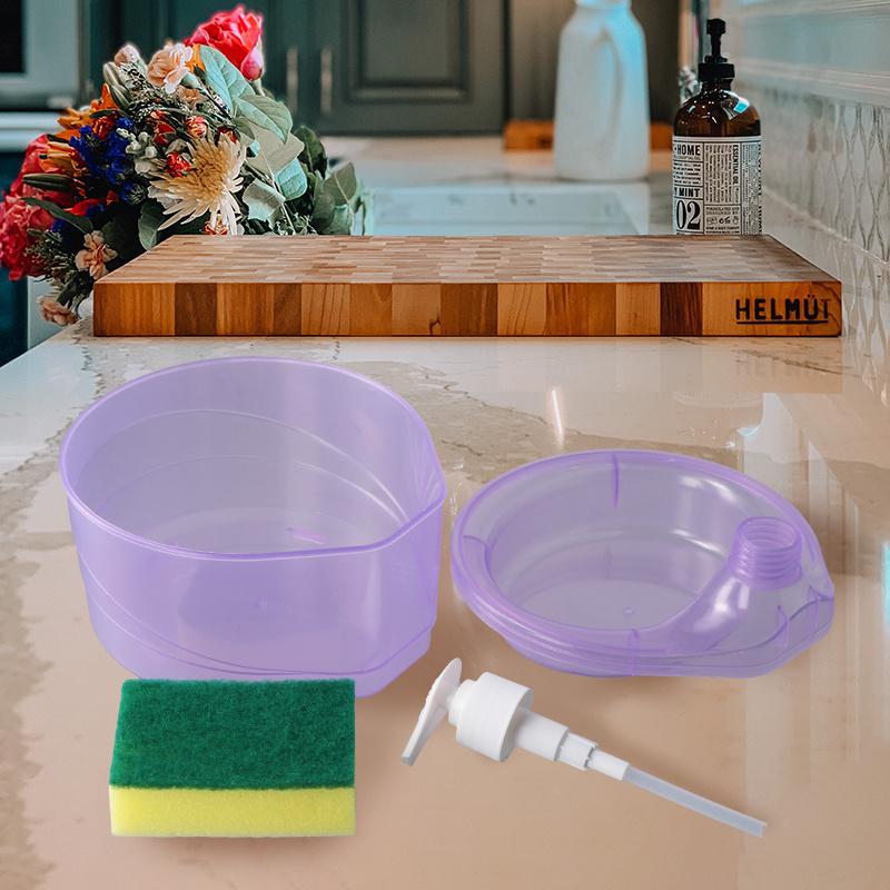 Seifenspender und Wäscherhalter, multifunktionaler Geschirrspülbehälter, 1000 ml, manueller Spülbecken-Geschirrwaschseifenspender für Café