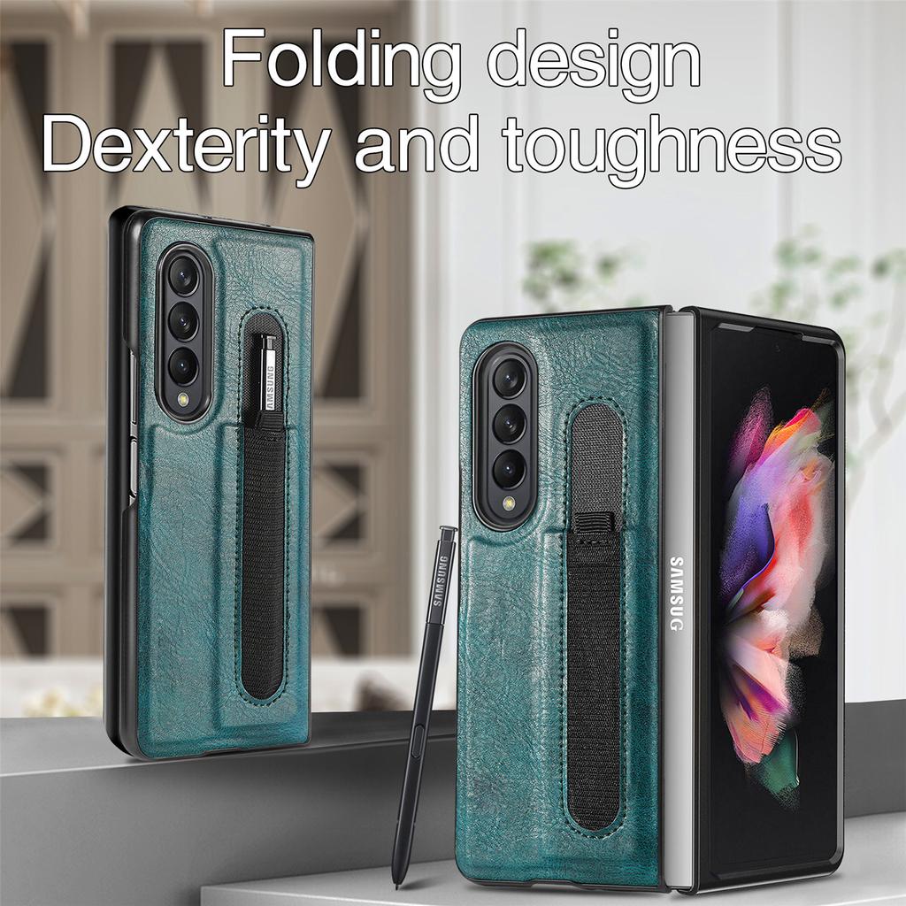 Plain Fashion Leather Folding Case For Samsung Galaxy Z Fold 4 5g Fold4 Fold3 Fold 3 Matte Feeling Phone Accessories Cases
