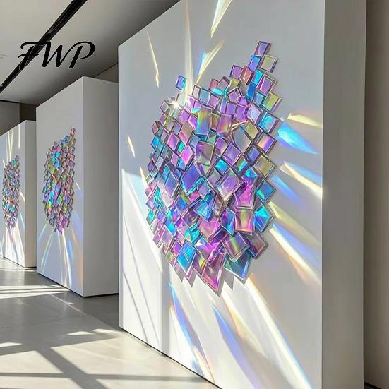 High Transparency Acrylic Squares Mini Iridescent Squares, Translucent Rainbow Pieces, 2cm 3cm Holographic Transparent Craft Tiles for DIY Crafts,