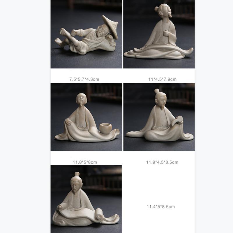 Jingdezhen Handgemachtes Teehaustier aus lila Ton und Steinzeug, Alter Mann spielt Klavier, Schach, Ornament, Keramik, Teezeremonie