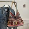 Woven Ethnic Style Backpack Tassel Bohemian Shoulder Bag Portable Fringe Shoulder Bag  Outdoor