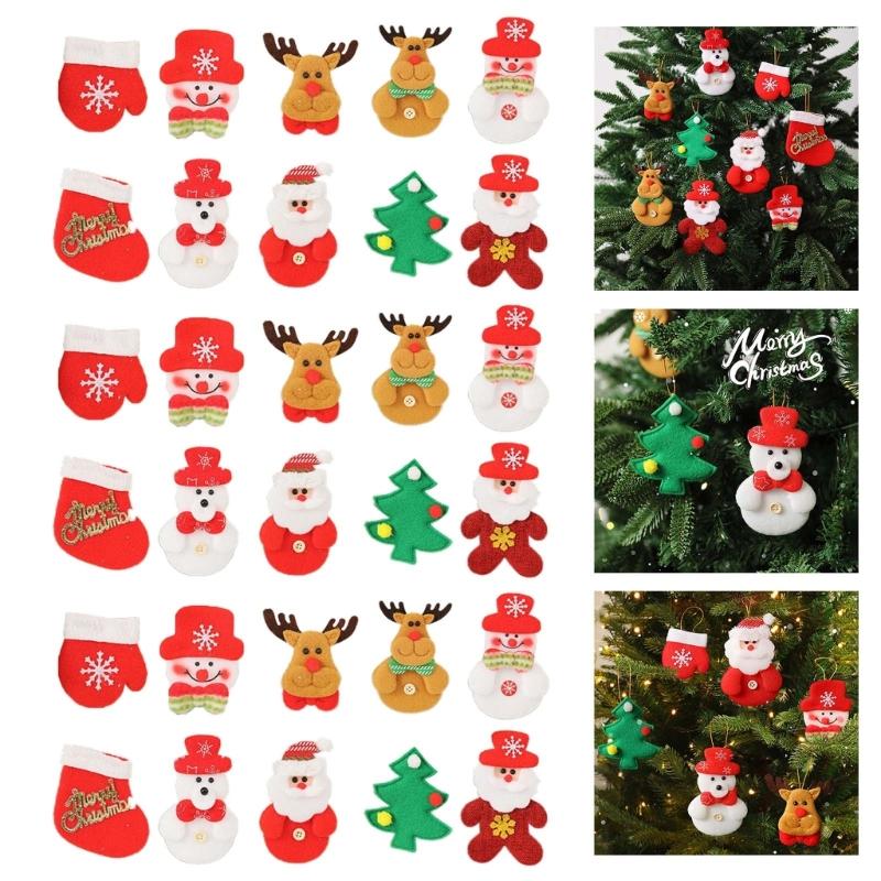 30 Pcs Plush Doll Socks Christmas Tree Pendants Christmas Tree Decorations Ornaments Set Lovely Santa Hanging Ornaments