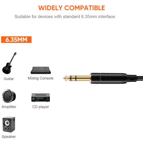 6.35mm Conversion Cable, CableCreation Balanced Cable, 6.35mm 1/4" TRS To 6.35mm 1/4" TRS Balanced Stereo Audio Cable, Male To Male (M-M), 6.35mm Conv