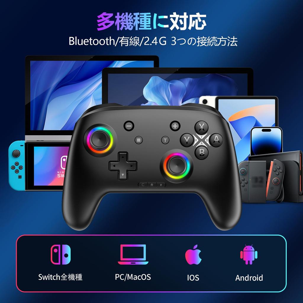 for Switch 2 Controller with and C Compatible with Switch Hall Effect Bluetooth Wireless Pro Controller with Back Turbo Macro Gyro HD 1000mAh High