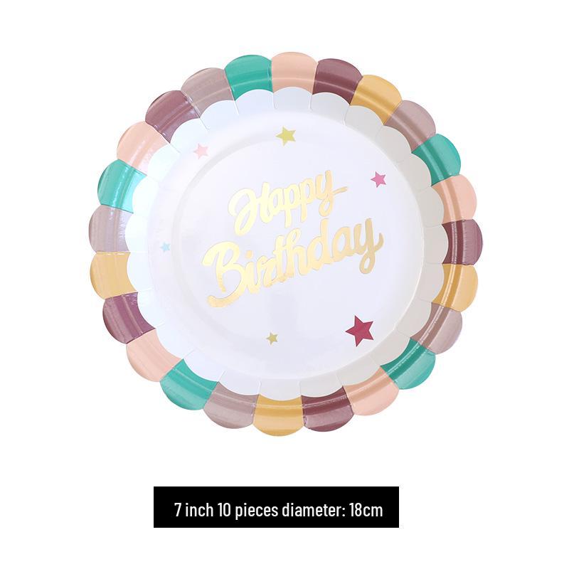 Kids' Party Disposable Tableware: Birthday Tablecloth, Cake Plates, and Dessert Table Decor