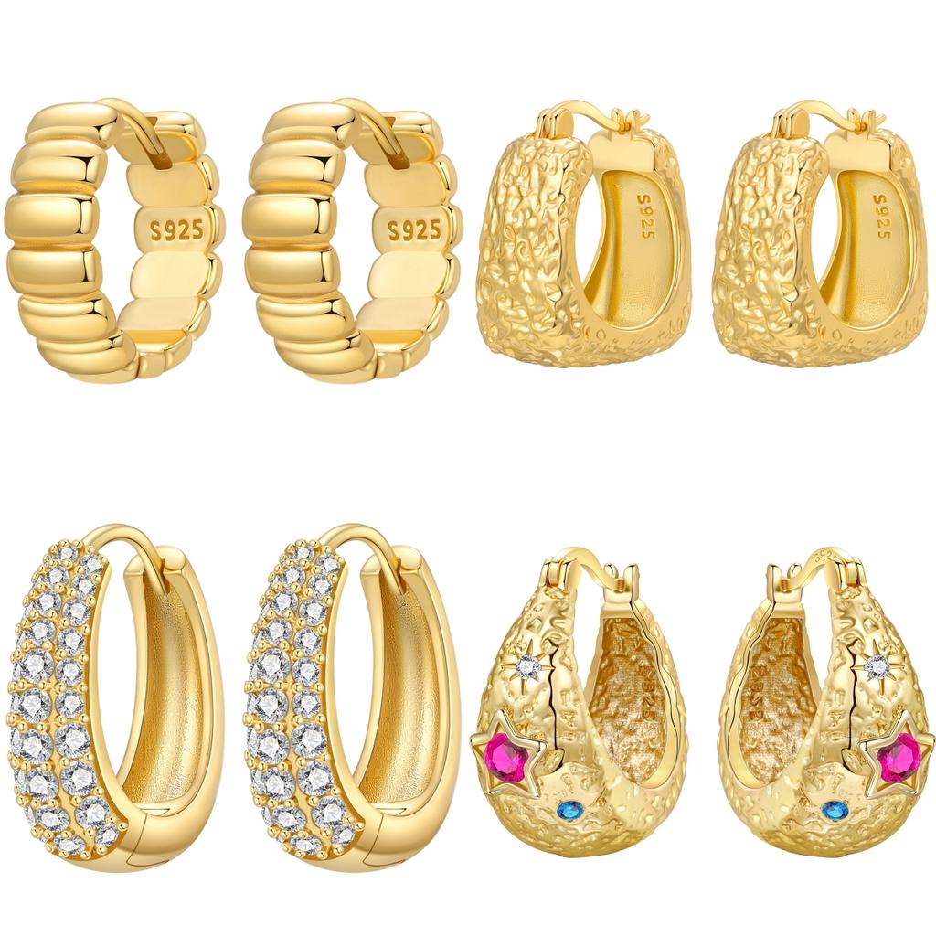 Orstarry S925 Silver 18k Gold Modern Square Hoop Earrings For Women Trendy Jewelry Anniversary Gifts