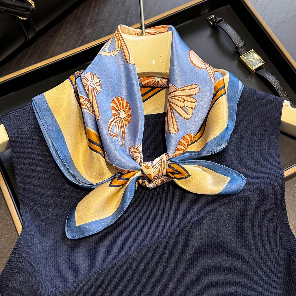 100% Elegant Silk Scarf Women Shawls Wraps Foulard Scarves Pashmina Neckerchief Female Hijab Bandana Luxury Spring Bufanda 53Cm