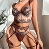 French  Embroidery Flower Soft Steel Ring Lace Bra Set Underwear