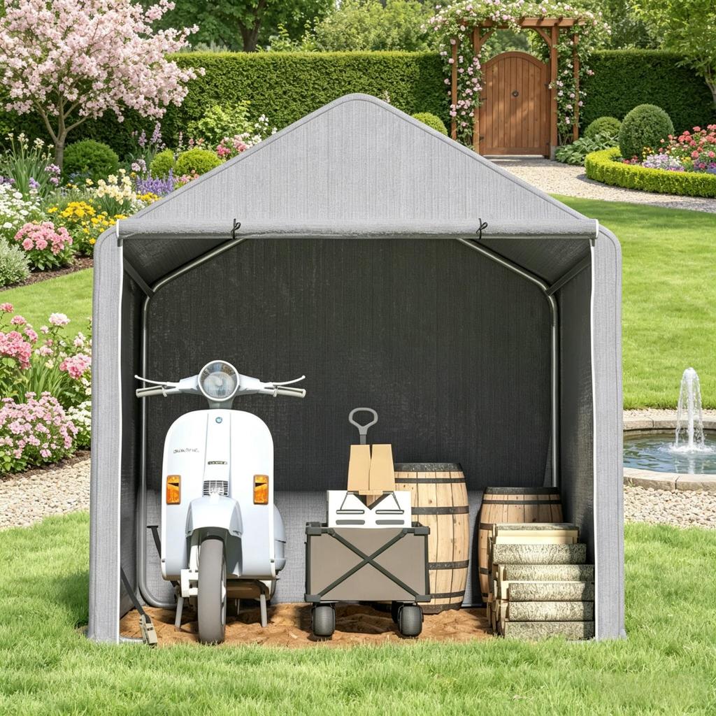 Storage sheds, outdoor bicycle shelter with galvanized steel frame, waterproof and UV-resistant (only with storage sheds)