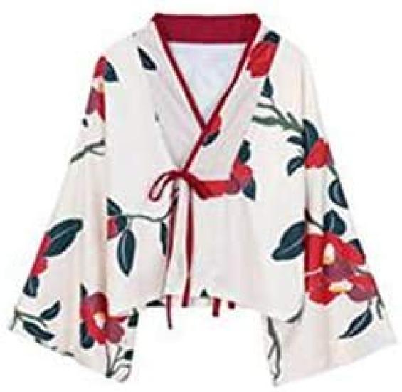 Taisho Roman Hakama Japanische Kleidung Kimono Hanfu Cosplay Ethnisches Kostüm Langes Kamelienmuster [Lady Lazy] Damen (Rot, L)