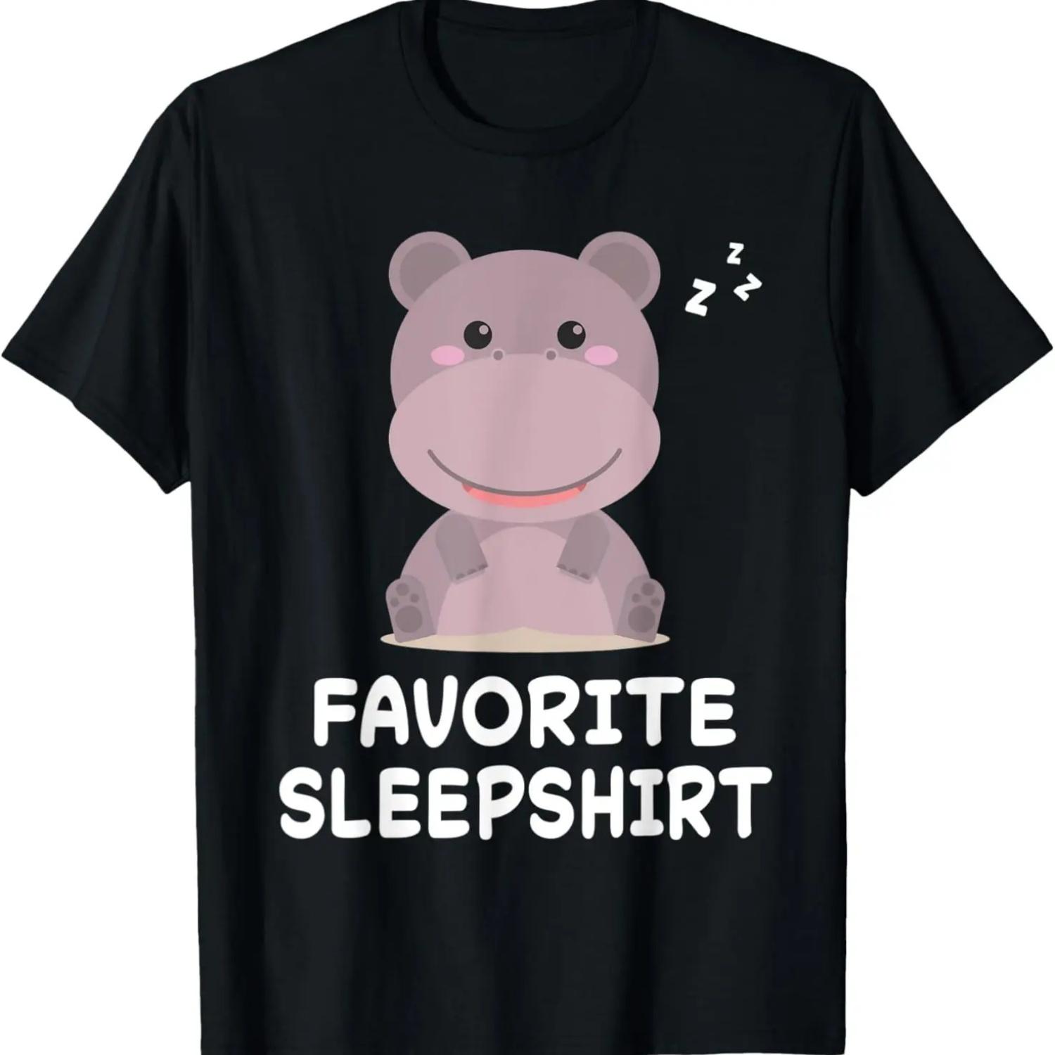 Hippo Hippos Nap Sleeping Sleep Pajama Pajamas Nightgown T-Shirt S чёрный