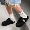 Soft Leather Bag Head Cool Slippers Thick-soled Boken Shoes Men's 2025 New Lazy Fishing Outer Shoes 59901 black-J