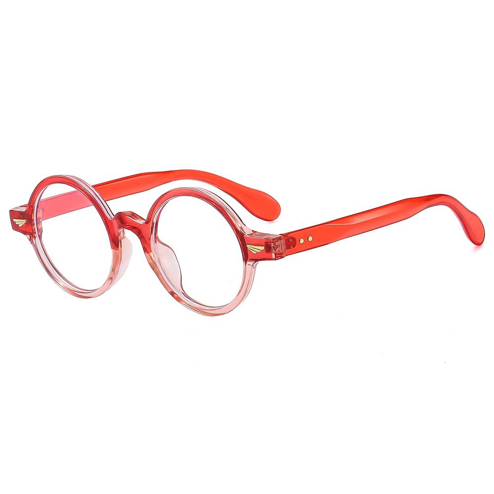 Damen Trendige Brille mit rundem Rahmen und Engelsflügel-Design - Einfache Blaulichtfilterbrille, Neuer Literarischer Stil
