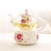 British Style Light Luxury Flower Teapot Tea Set Candle Heating Base Set Heat-resistant Glass Afternoon Tea Flower Fruit Teapot