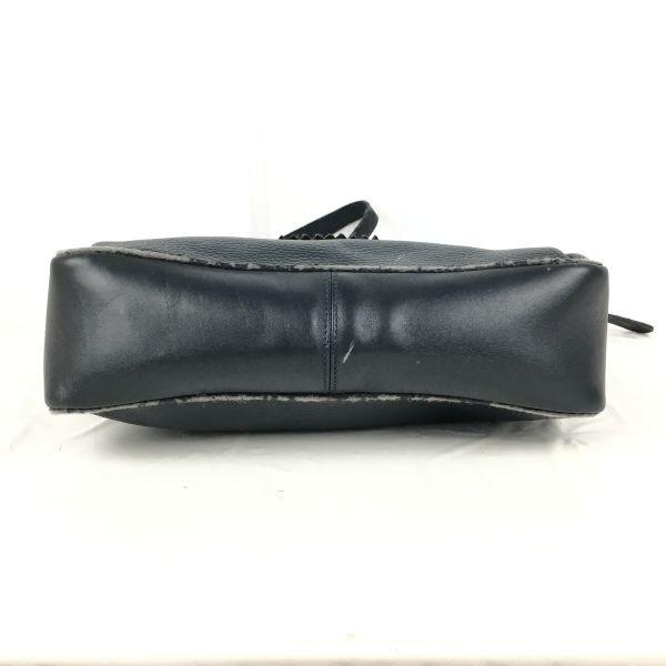 90s Vintage Burberry Leather Shoulder Bag Dark Navy Check Interior(USED)