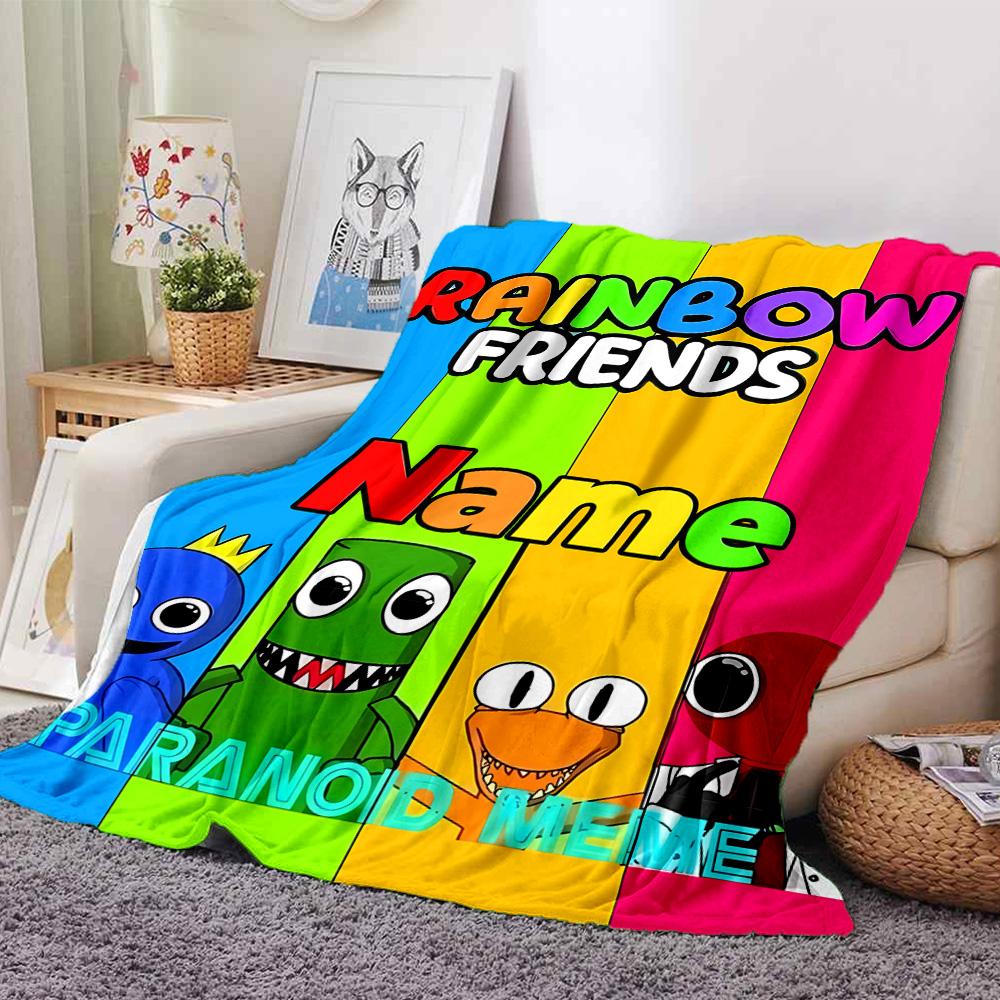 Customiz Name Personality Rainbow Friends Blanket Soft &Warm Sofa Office Bed Travel Lunch Break Blanket, Gift Suitable All Seasons