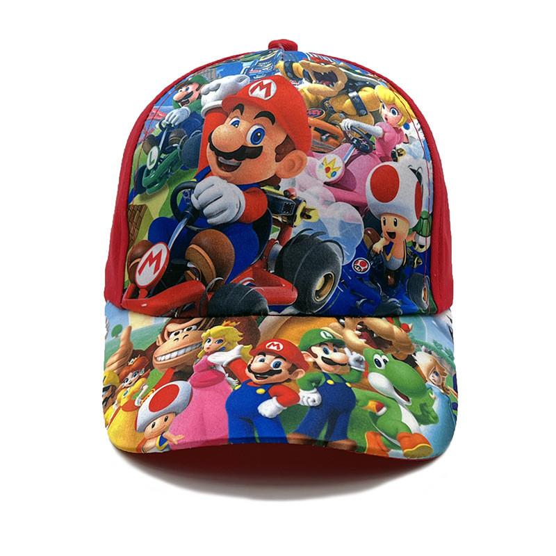 Super Mario Bros Pattern Kids Baseball Cap With Cotton Material And Sun Block For Outdoor Activities