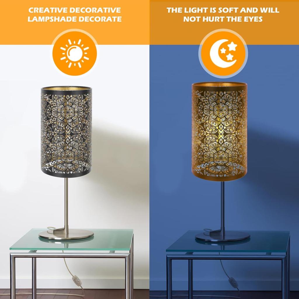 Metal Lamp Shades Hollow Carved Lampshade Iron Lamp Cover Modern Style Decorative Lamp Shade for Table Chandelier Wall Lamp, Flower Carved