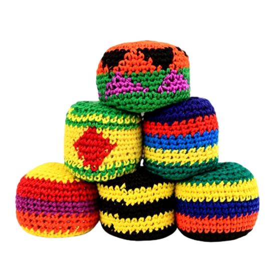 6Pcs Knitted Footbag Sack, Handmade Crochet Juggling Balls for Beginners, Soft Yarn Sandbags for Outdoor Play, Colorful Gift for Teens Adults