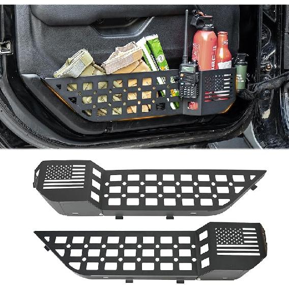 Metal Rear Door Storage Pockets Compatible With 2018-2025 Jeep Wrangler JL JLU JT Side Organizer Storage Box Replace Sagging Nets