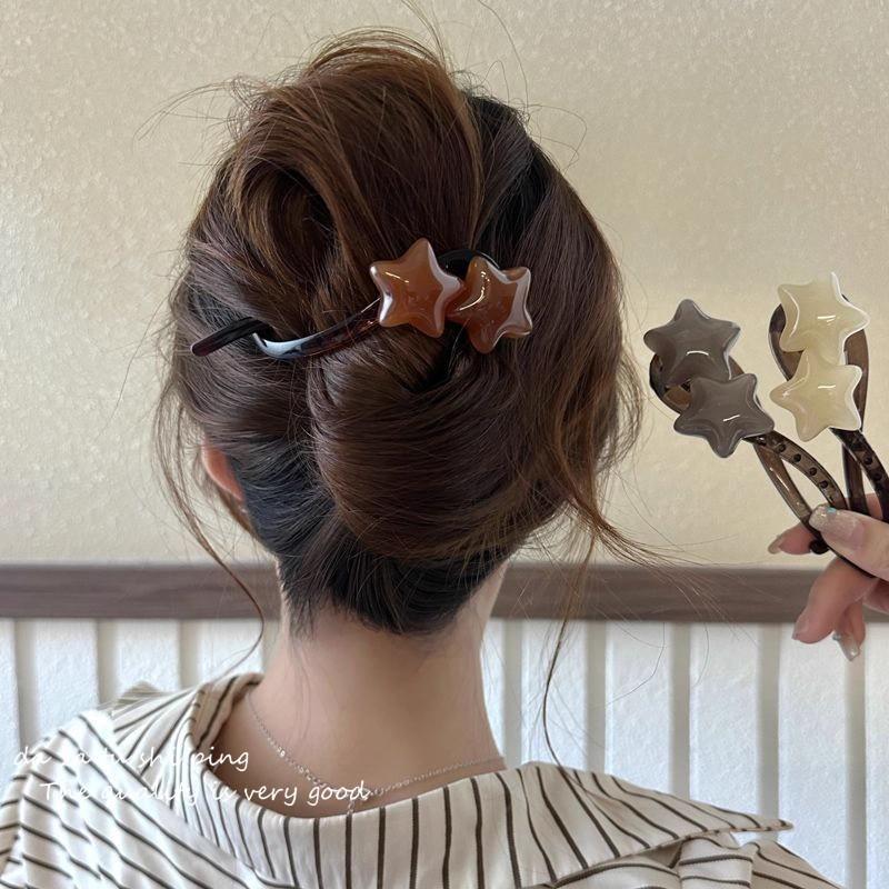 Vintage Star Twist Hair Clip For Women Girl Sweet Hair Ornament Long Thick Hair Holder Hairpin Barrette Hair Accessories