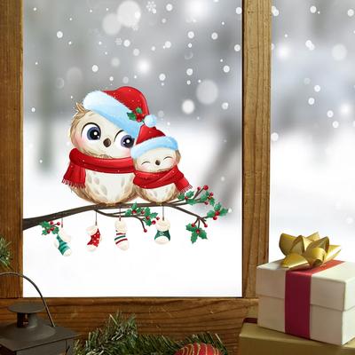 Creative Christmas Decoration Snowflake Bird Sticker Living Room Window Glass Beautification Decorative Wall Sticker
