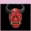 2024 Neue Japanische Harz Hannya Maske Rote Teufelshörner Für Halloween Party Kostümzubehör