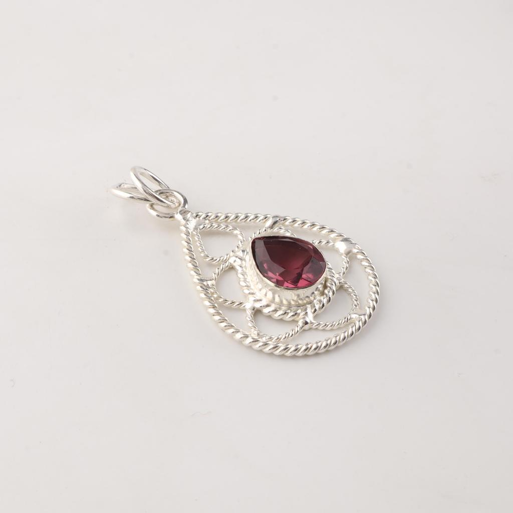 Rhodolite Gemstone 925 Sterling Silver Jewelry Designer Women Pendant 1.40" For Anniversary Gift PP-19-46