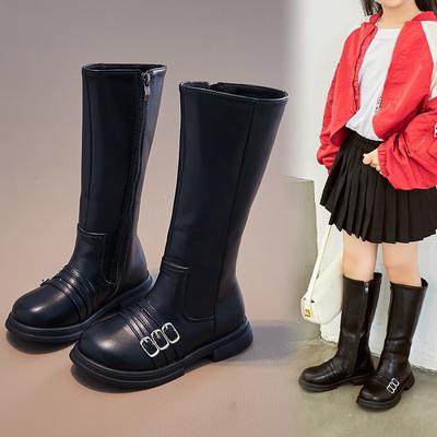 Girls' Martin Boots Autumn and Winter New Style Children's Long Boots Princess High Boots Girls' Fashionable Leather Boots