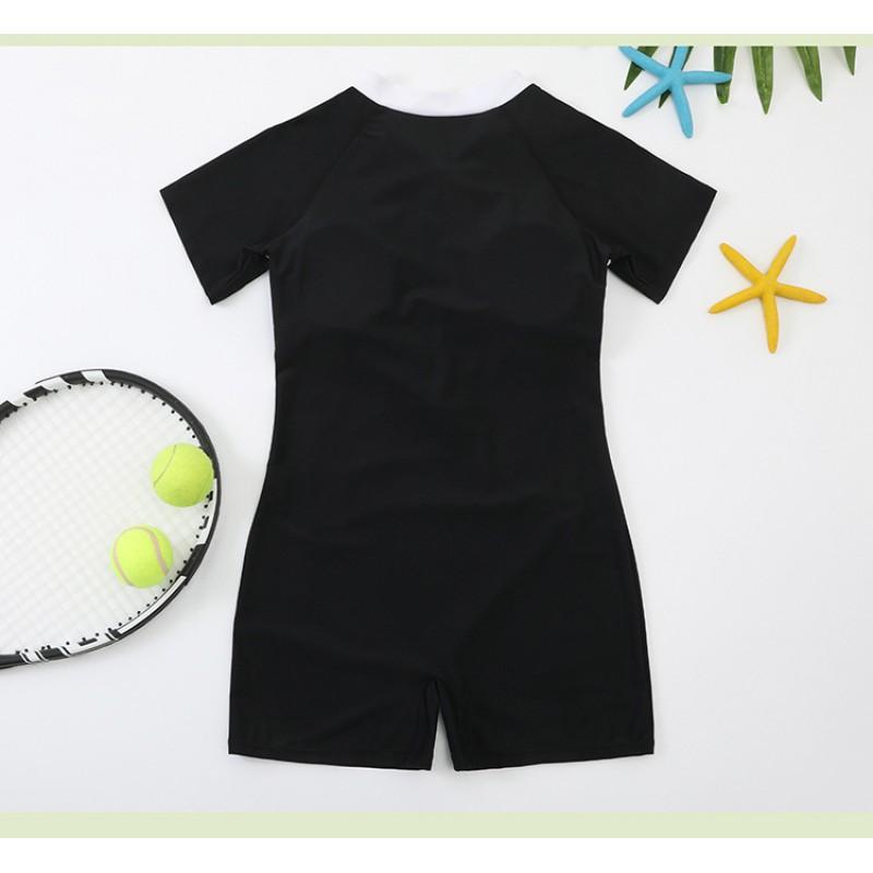 Costume da bagno da ragazza per allenamento Snellente Intero Boxer Conservativo Sport da piscina da corsa Costume da bagno caldo