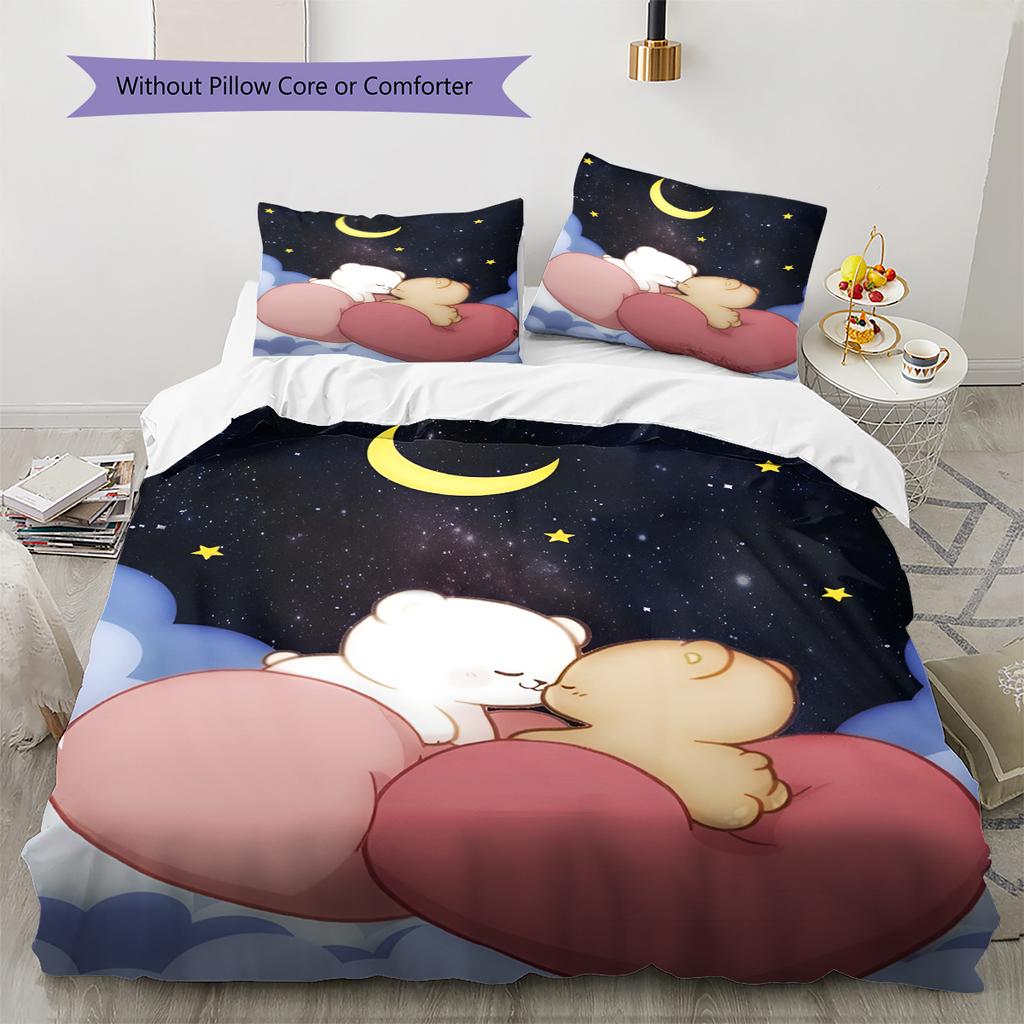 Set Copripiumino Trapuntato con Motivo Anime Federe Decorazione Casa Regalo di Compleanno (1 * copripiumino + 2 * federa, senza nucleo)