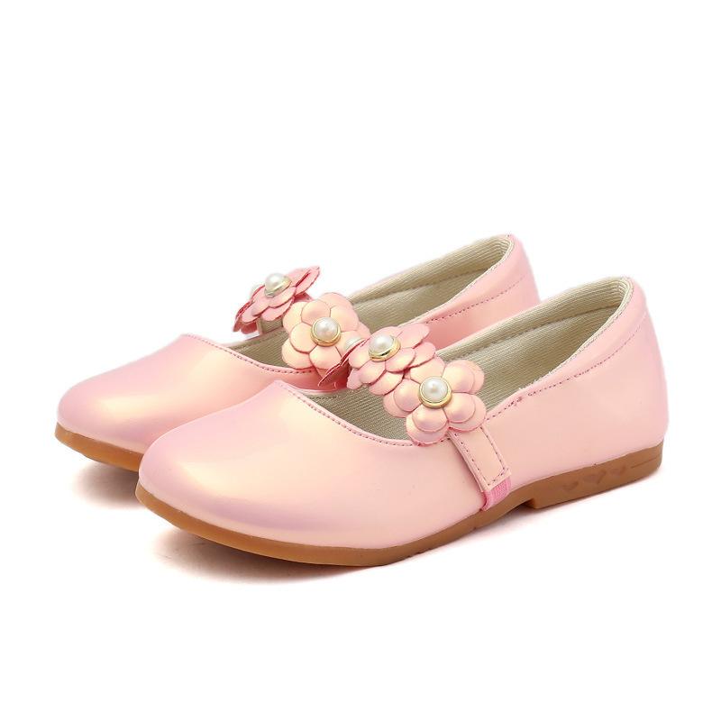 

Western style Girls Princess Shoes Spring New Girl Leather Shoe Versatile Child Shoe Flower Girl Shoes comfort kids Flat Shoes 36insole21.7cm рожевий
