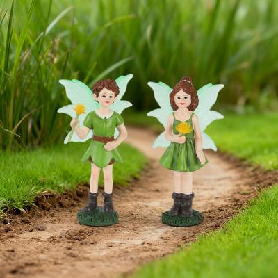 2 Handmade Flowers with Fluorescent Wings, Couple Flower Fairy, Valentine's Day/wedding Decoration, Carefully Prepared Gifts